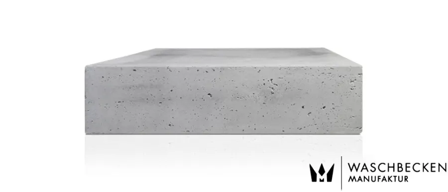 Couchtisch aus Beton, quadratische Platte auf Sockel