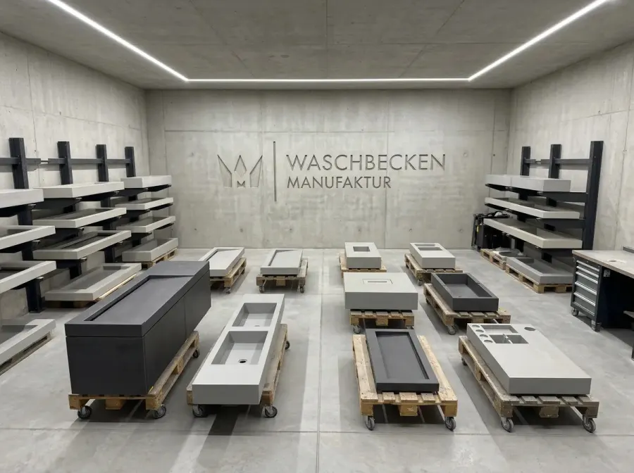 Blick in die Manufaktur mit Schalungen und Rohlingen